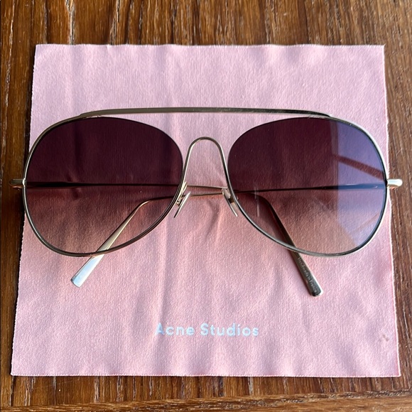 Acne Studios Gold Aviator Sunglasses - Picture 1 of 4
